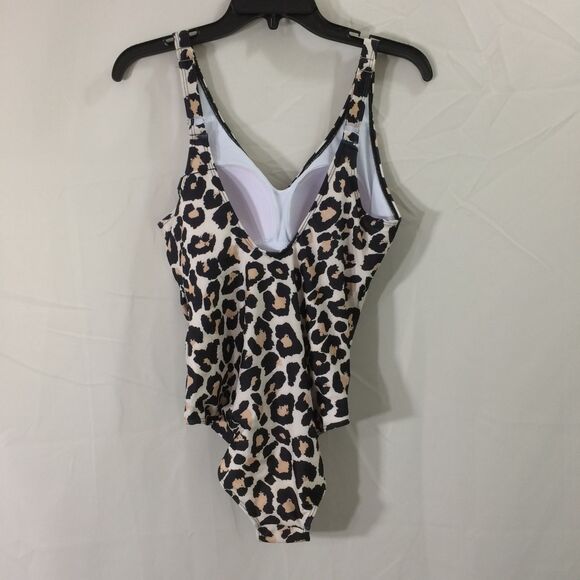 Ai'Mage Leopard Print One Piece Swimsuit Size L NWT Crossover Bust Adjust Straps - Picture 5 of 7